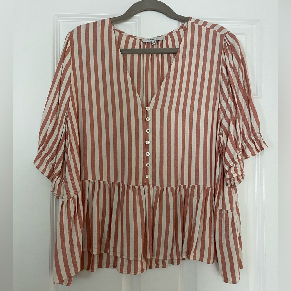 Madewell Striped Peplum Top